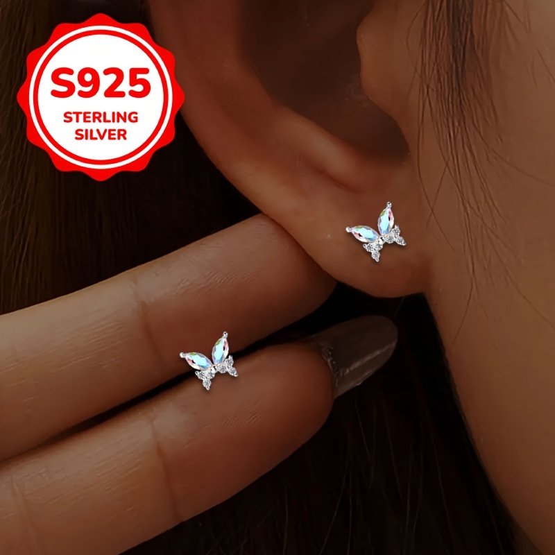 Butterfly S925 Silver Earrings Low Sensitivity 0.9g