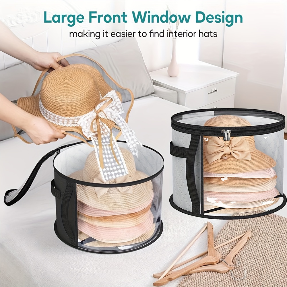 

Waterproof Storage Organizer With Transparent Window, Sturdy Other Material, Fits Hat Styles, Stackable Design With Unique Closure - Hat Storage Box