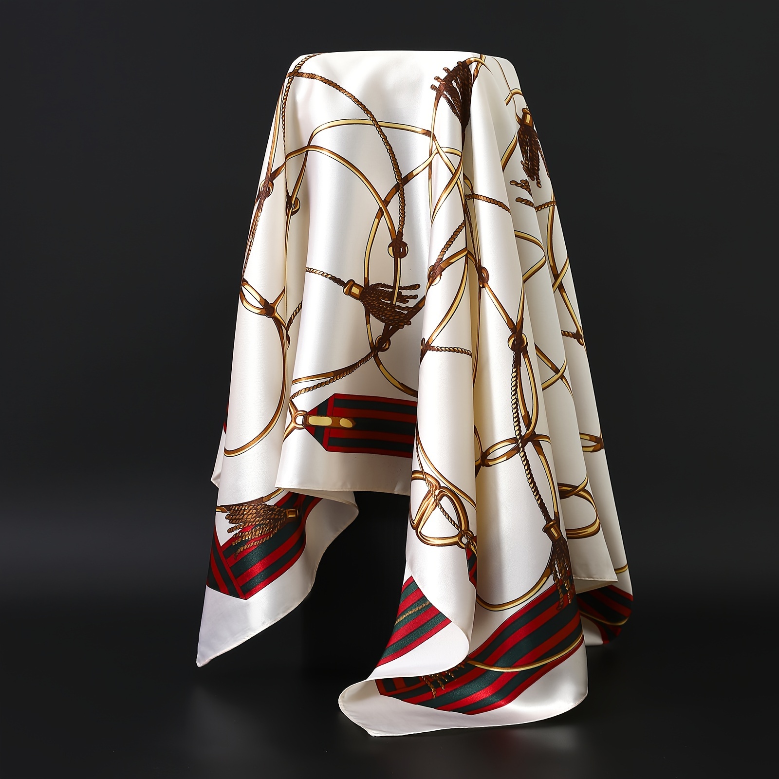Image of 1pc 90 X 90cm Seasonal Scarf, Trendy Printed Neutral Headscarf, Fashionable Handkerchief, Thin Square Scarf, Luxurious Air-conditioned Room Scarf, New Square Scarf