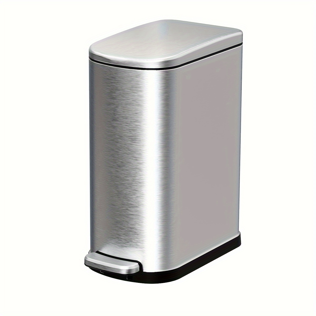 

1pc Stainless Steel Trash Can, Slim Design With Soft-close Foot Pedal, Removable Liner Bucket, Anti-fingerprint Waterproof, 2.64gallon/10l Capacity, Perfect For Bathroom & Bedroom Use