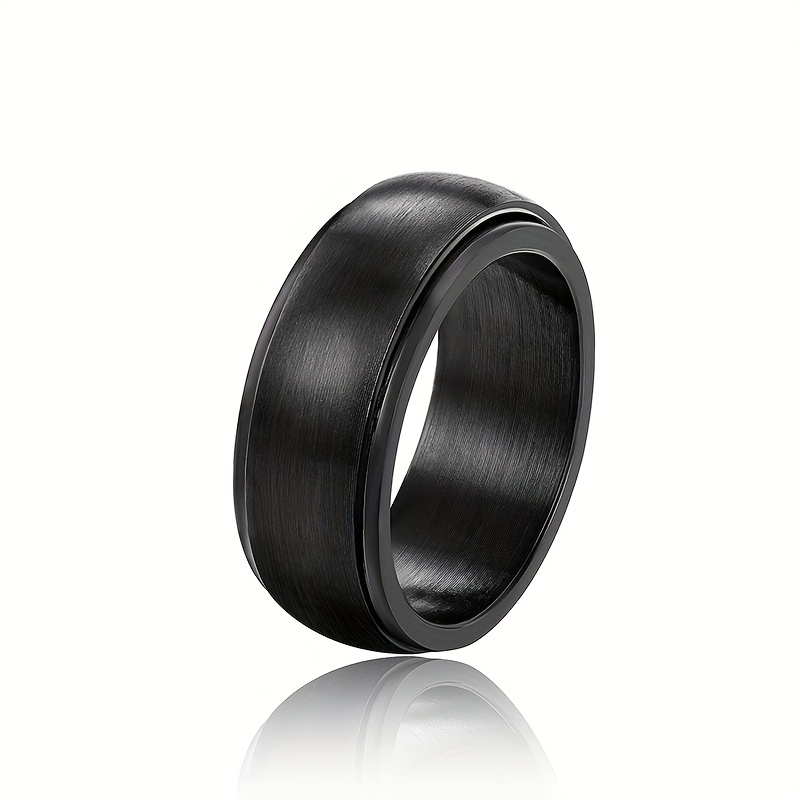 adjustable 360 rotating ring sleek black stainless steel   unisex vintage   for men women versatile for casual attire special occasions versatile jewelry vintageinspired ring durable jewelry Product details 3