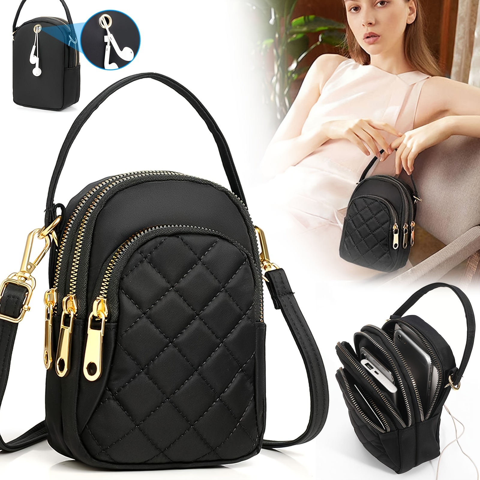TEMU Crossbody Phone Bag Purse, Zipper Sling Shoulder Bag, Stylish Pouch Handbag Wallet For Women