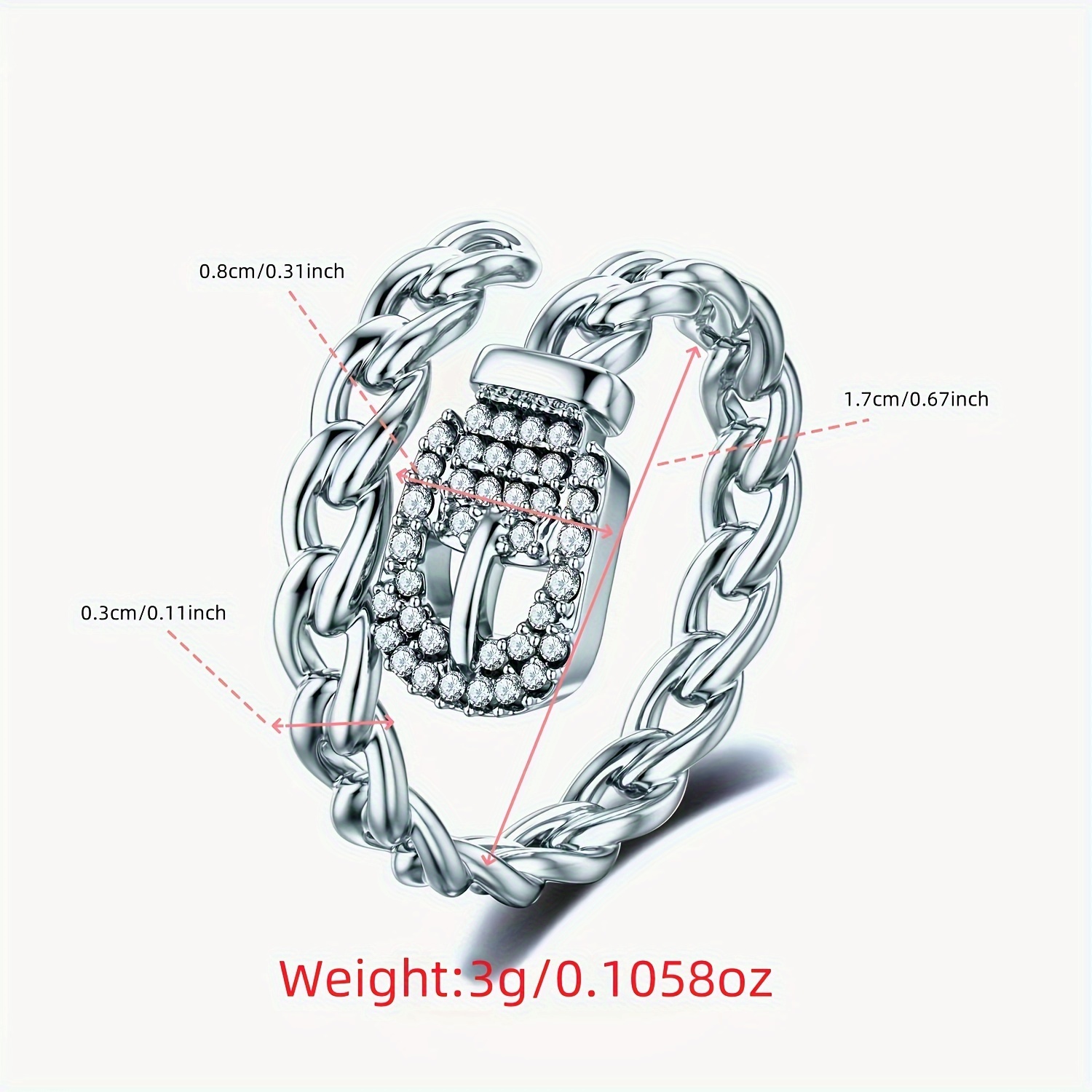 Adjustable Belt Buckle Ring with CZ Copper Oxidized