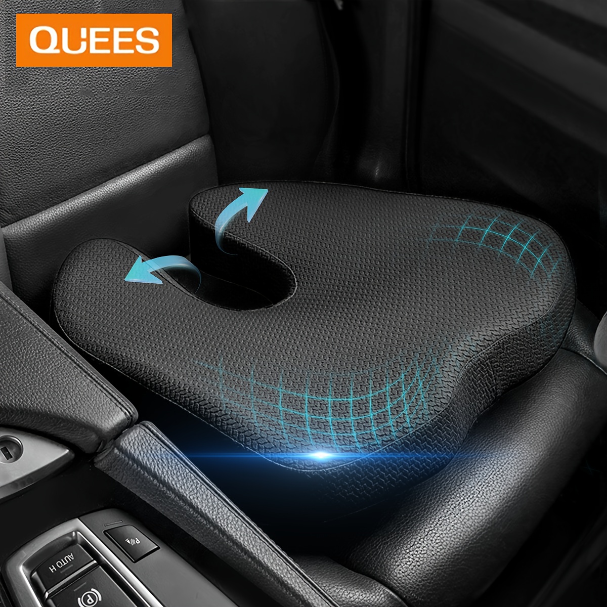 

Quees Car Seat Cushion - Comfort Memory Foam Seat Cushion For Car Seat Driver, Car Seat Cushions For Driving