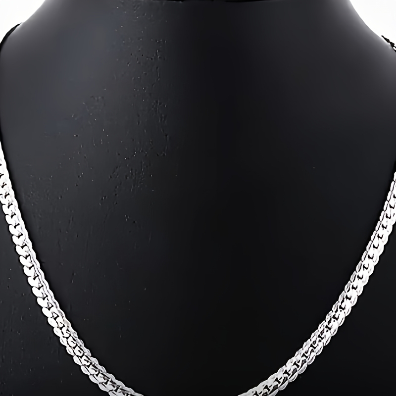 

Elegant 925 Sterling Silver Flat Chain Necklace & Bracelet - Fashion Jewelry For Men And Women, Weddings And Engagements, 20inches/22inches/24inches, Simple