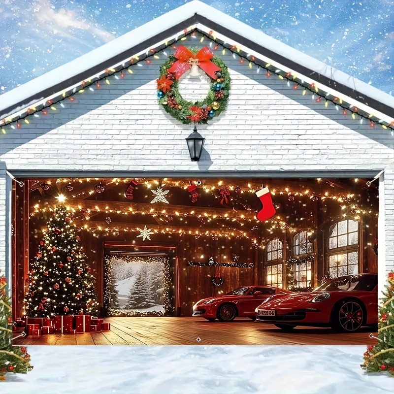 

Large Christmas Garage Door Banner - Santa-themed Outdoor Decoration, Holiday Parties & Backdrops