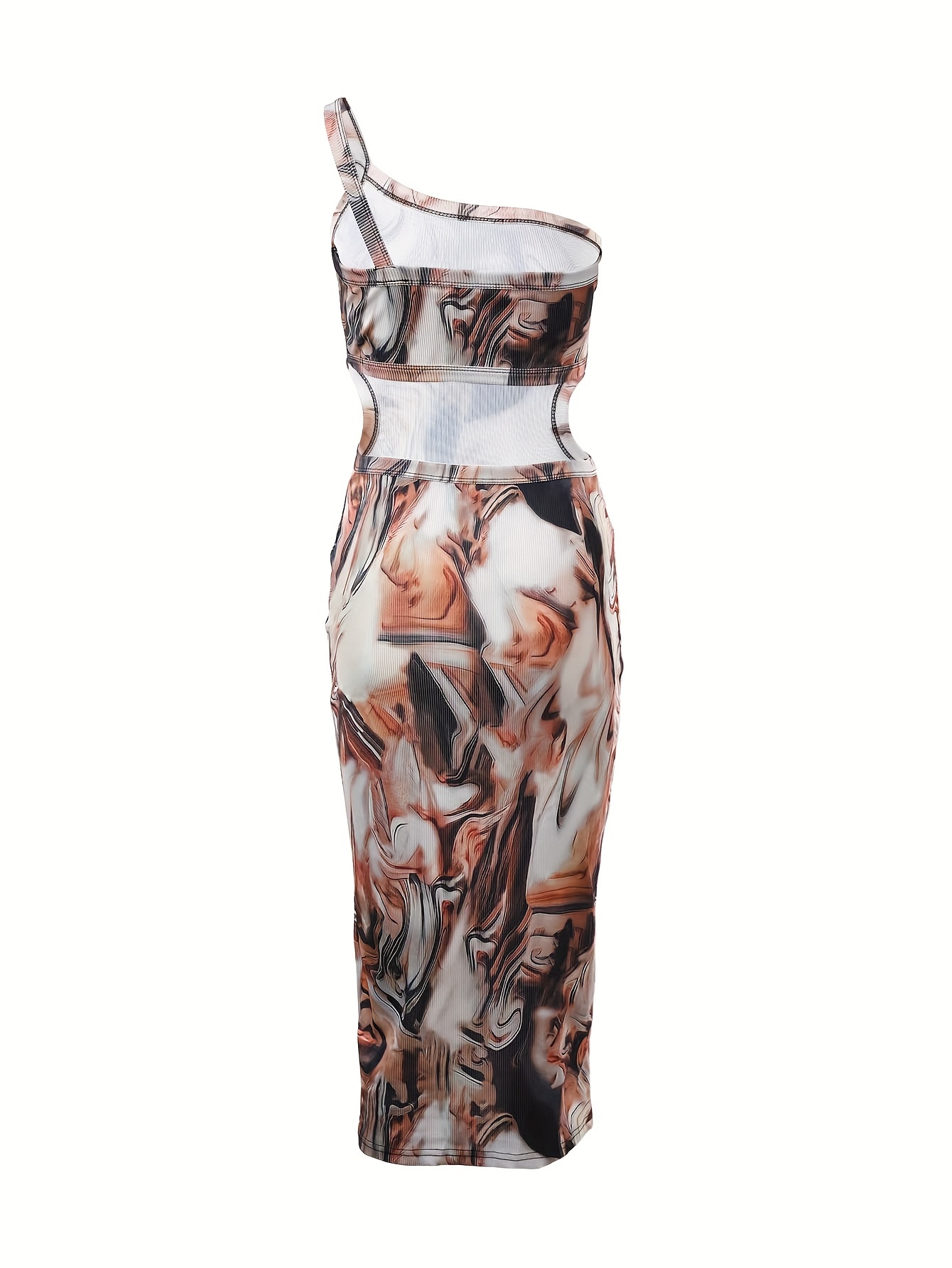 one shoulder ribbed bodycon dress floral print dress - Temu Canada