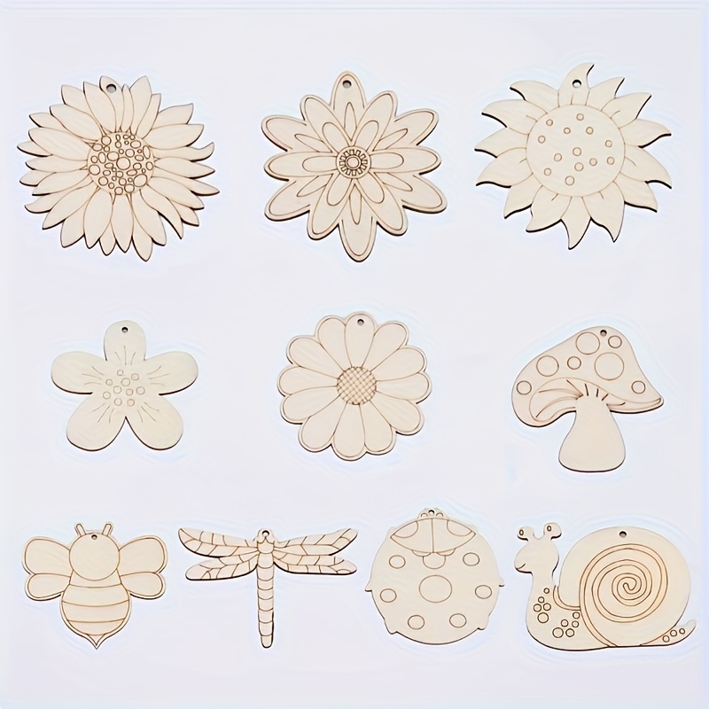 

20pcs Wooden Craft, Flower Wooden Blank Paint Crafts For Painting Diy Crafts Home Decoration Craft Ornament Supplies