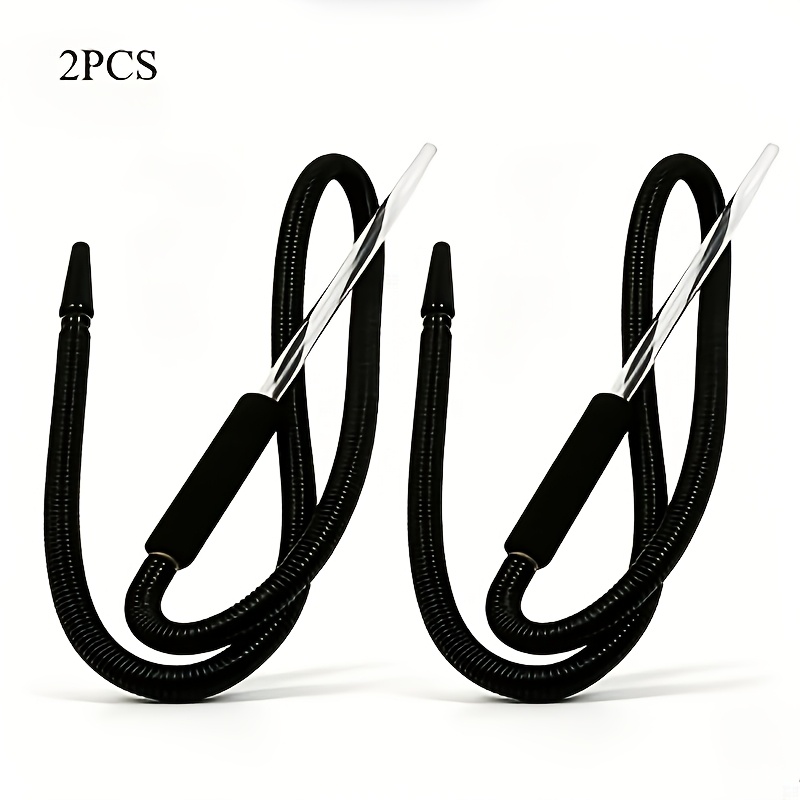TEMU 2pcs Reusable Glass Straw With Flexible Black Hose, Comfortable Grip Sponge Handle, Heavy-duty And Easy To , Durable Glass Structure With Black