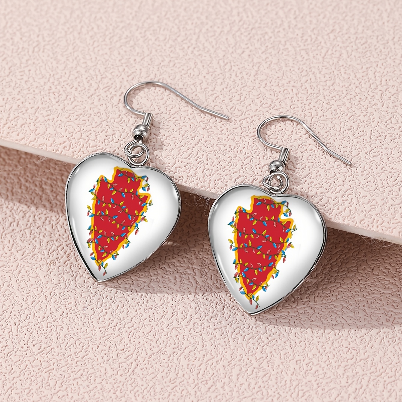 

Red And Christmas -shaped Earrings, Alloy With Glass , Kc Soccer Team And Christmas Gift