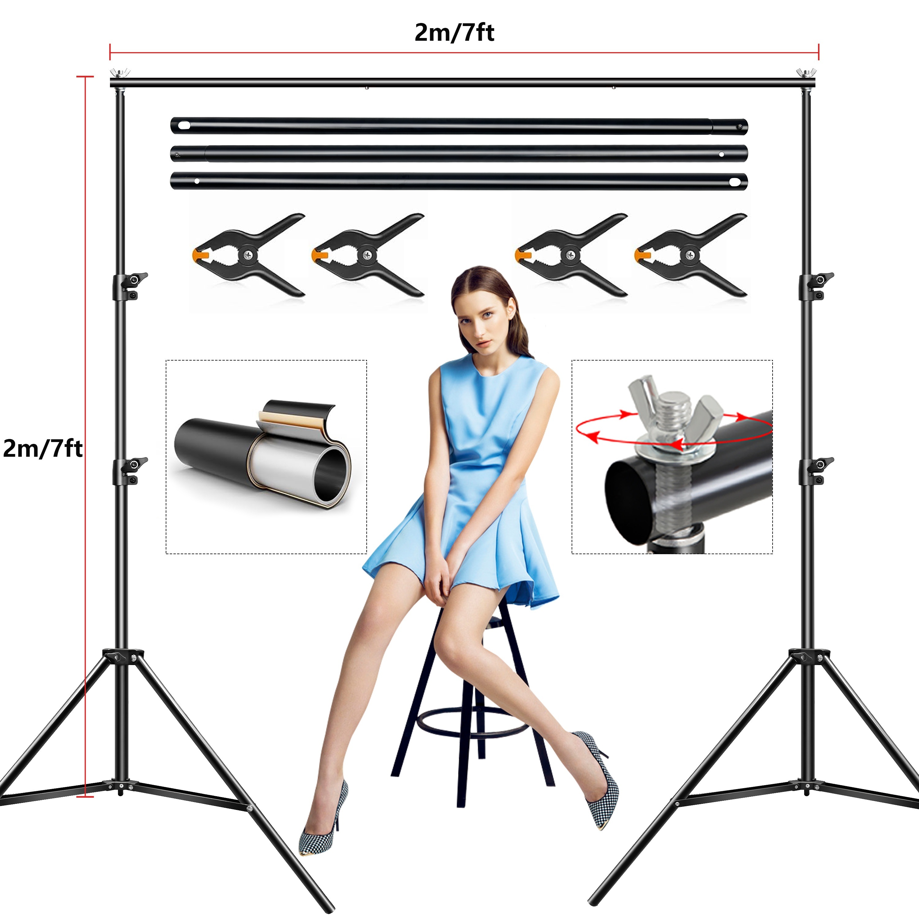 

Grampus Stand Backdrop Stand Stand Backdrop Decor, , Kit Shelfframe Kit 2*2m, 7x7ft