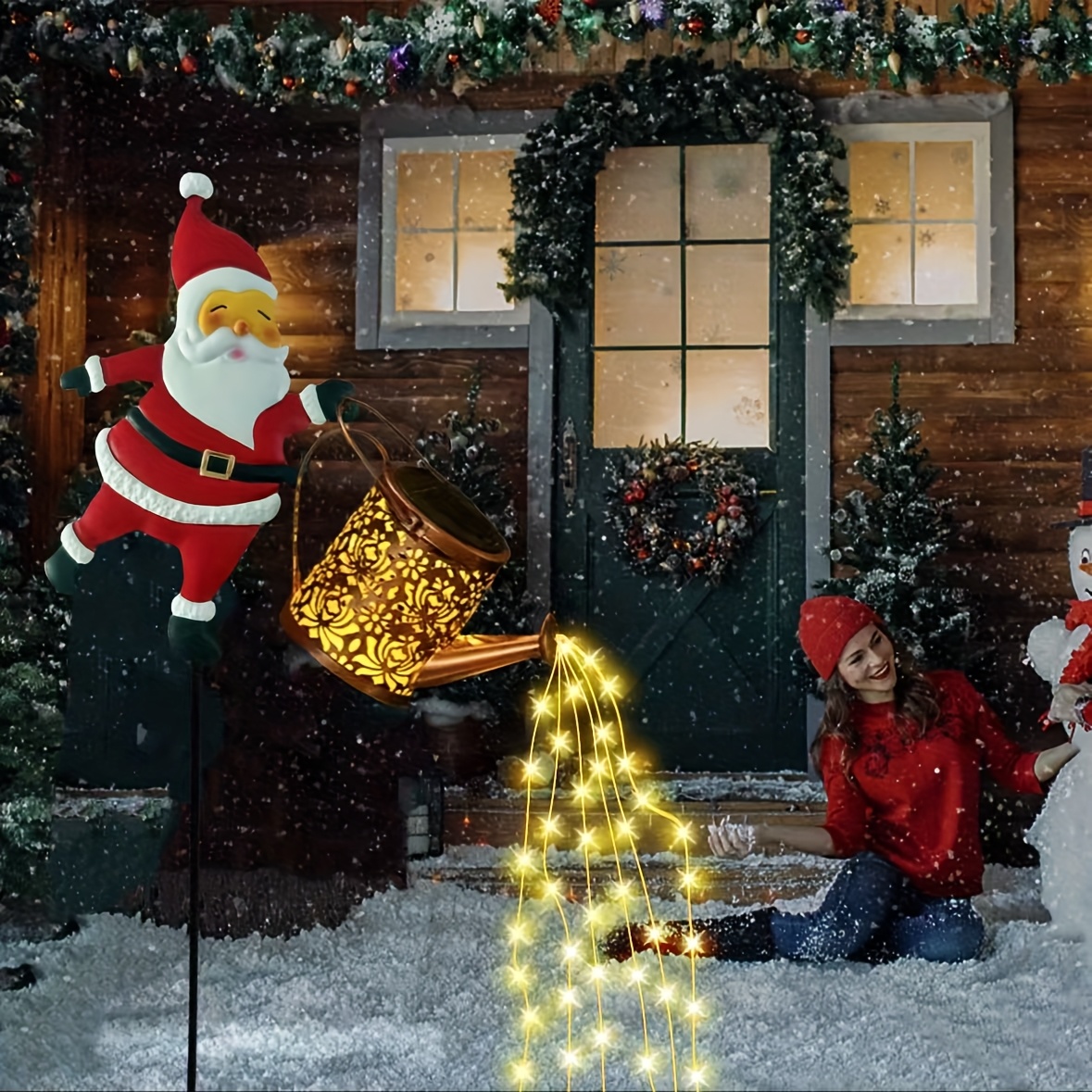 Kerstverlichting voor buiten op zonne-energie met Kerstman & Lantaarns - Tuindecoratie op zonne-energie, Warm Wit & Kleurrijke Verlichting, Batterijloze Werking, Kerstversiering, Kerstversiering Buiten, Kerstverlichting