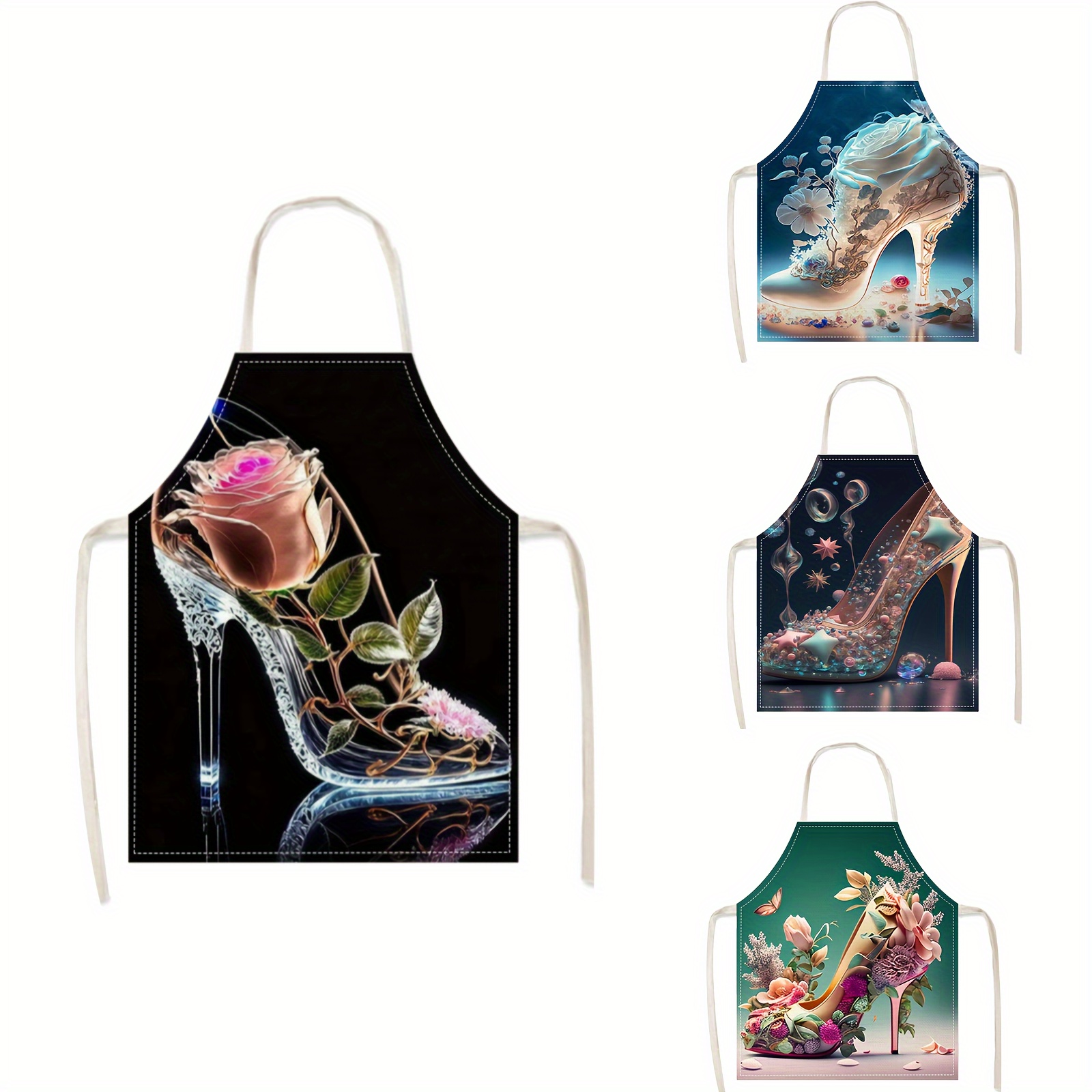 

1pc, Cooking Apron, Creative And Stylish High-heeled Shoes Printed Apron, Suitable For Home Baking, Cooking, Oil-proof And Wear-resistant Work Apron