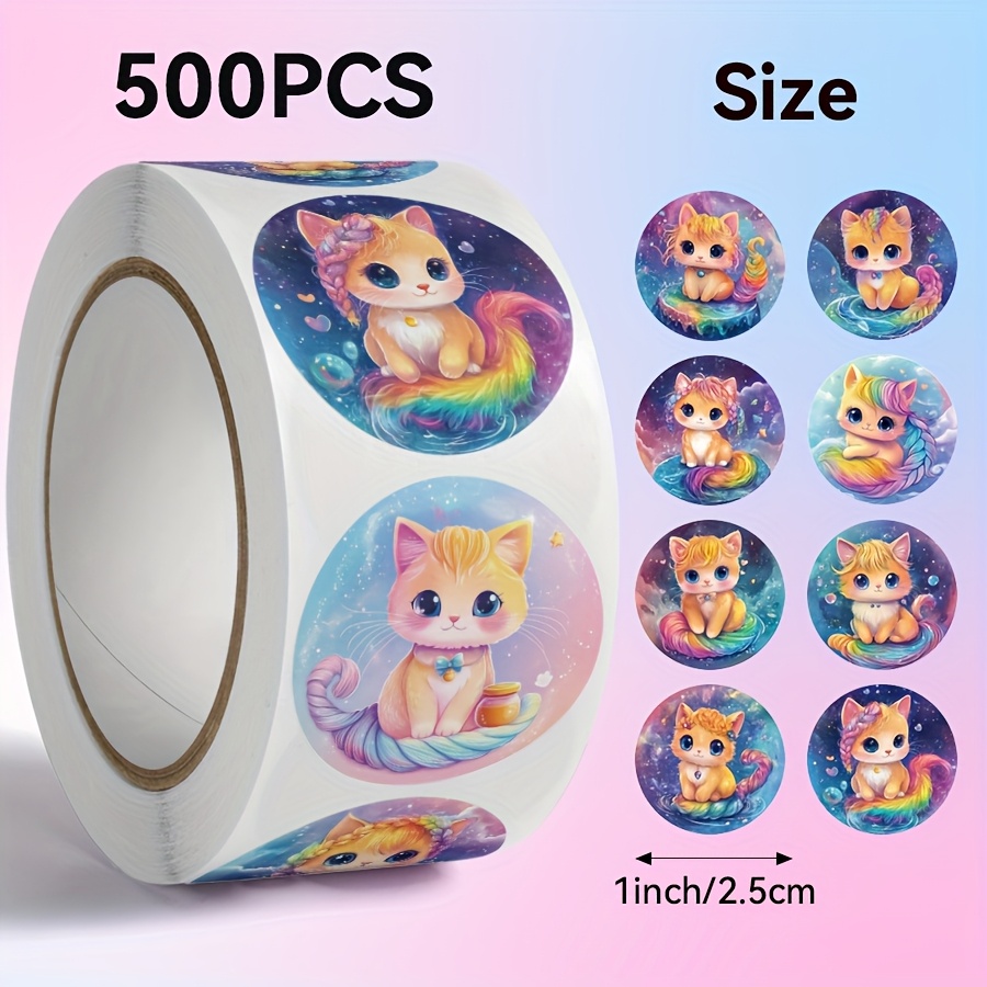 500pcs Of Rainbow Cat Stickers Featuring Cute Animal Designs