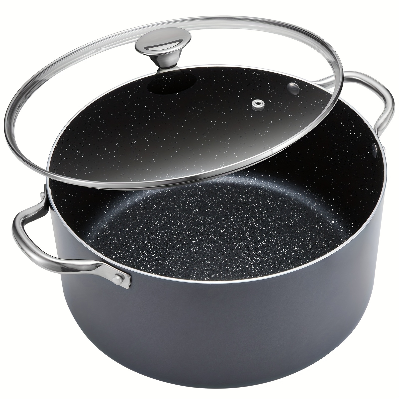 

Stock Pot With Lid, 10 Qt Large Non Stick Cooking Pot, Induction Soup Pot For Cooking, All Stove Compatible, Grey
