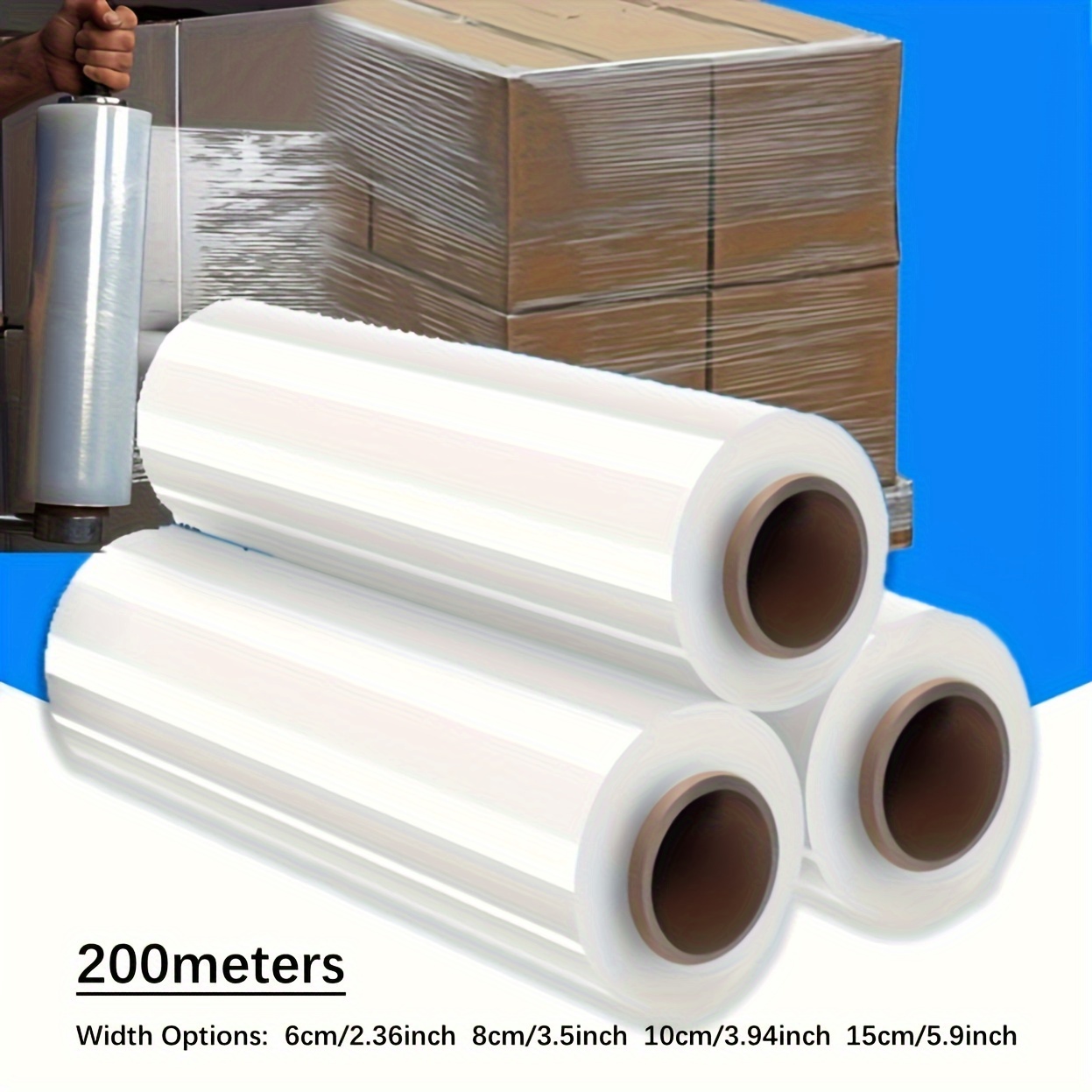 

Extra Thick Clear Stretch Film Roll - Pe Material, 200m Length For Packaging & Delivery Protection