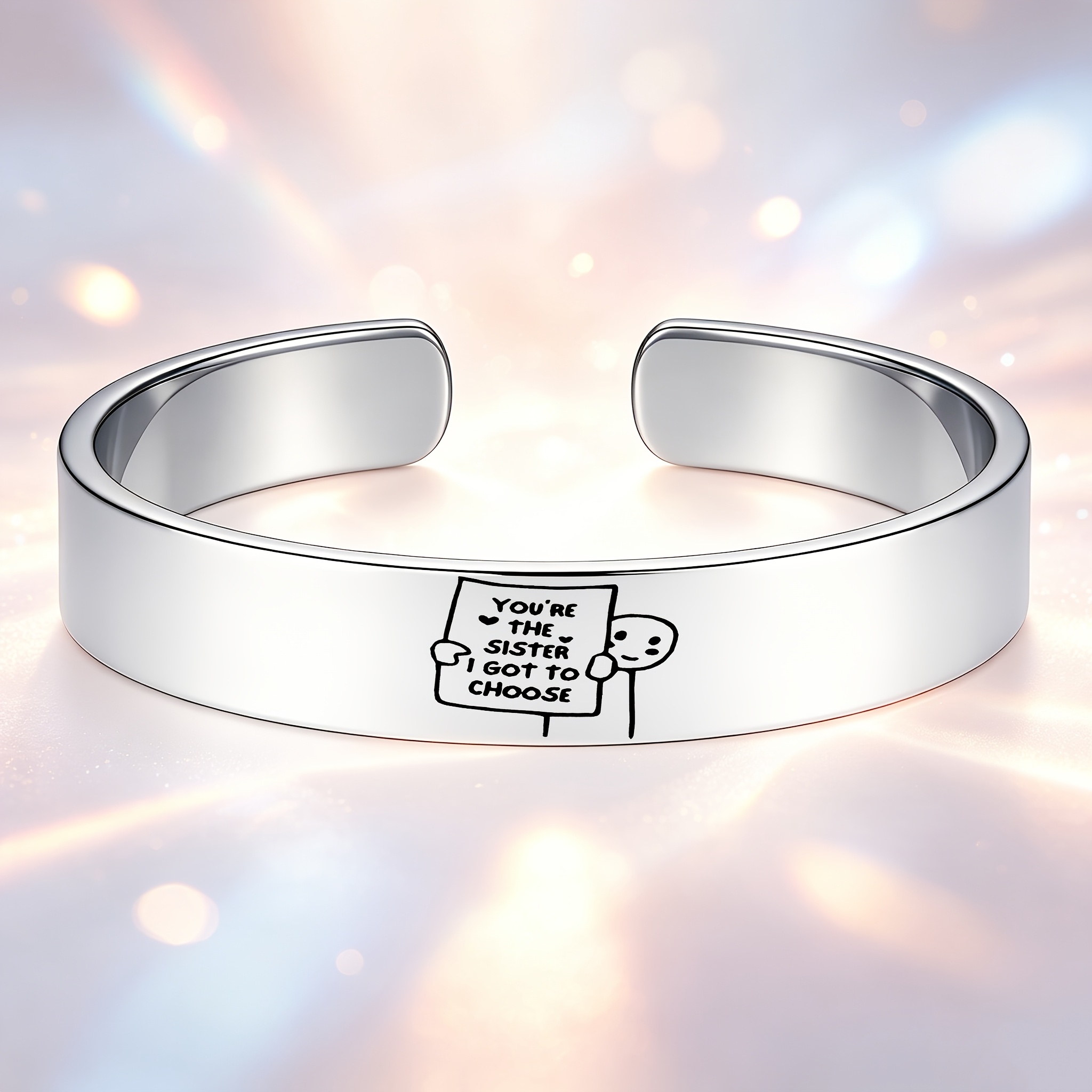 Women's Stainless Steel Friendship Declaration Open Bangle