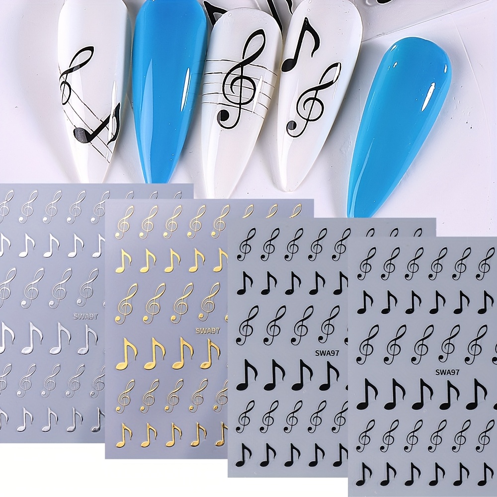 Set Of Note Nail Art Stickers For Manicure - Decals For Nail Decoration