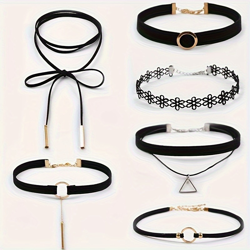 

6pcs Women's Necklace Gothic Choker Neck Chain Collar Lace Vintage Necklace Set