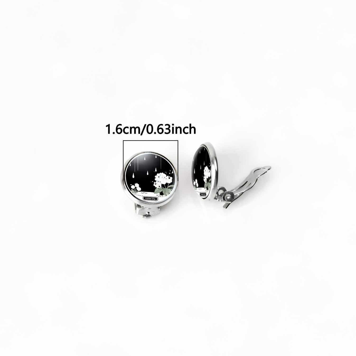 2pcs No-Piercing Round Glass-Faced Earrings Set