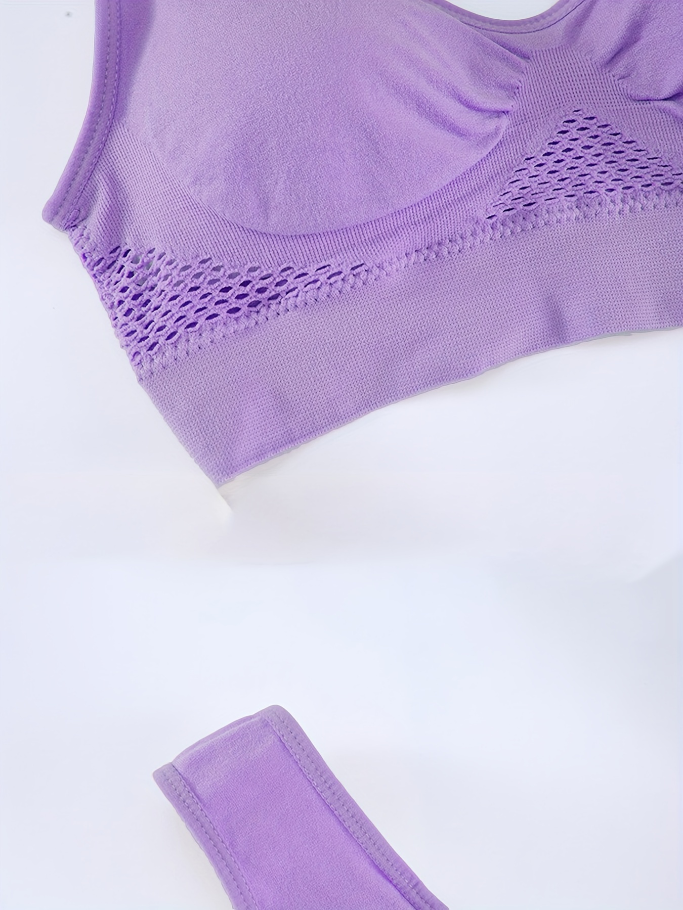 1pc Essence Collection - High-Elasticity Bra with Removable Pads, Breathable Mesh Design for &, Wireless & Comfortable Fit, Plus Size Bra | Wireless Bra | Removable Pads