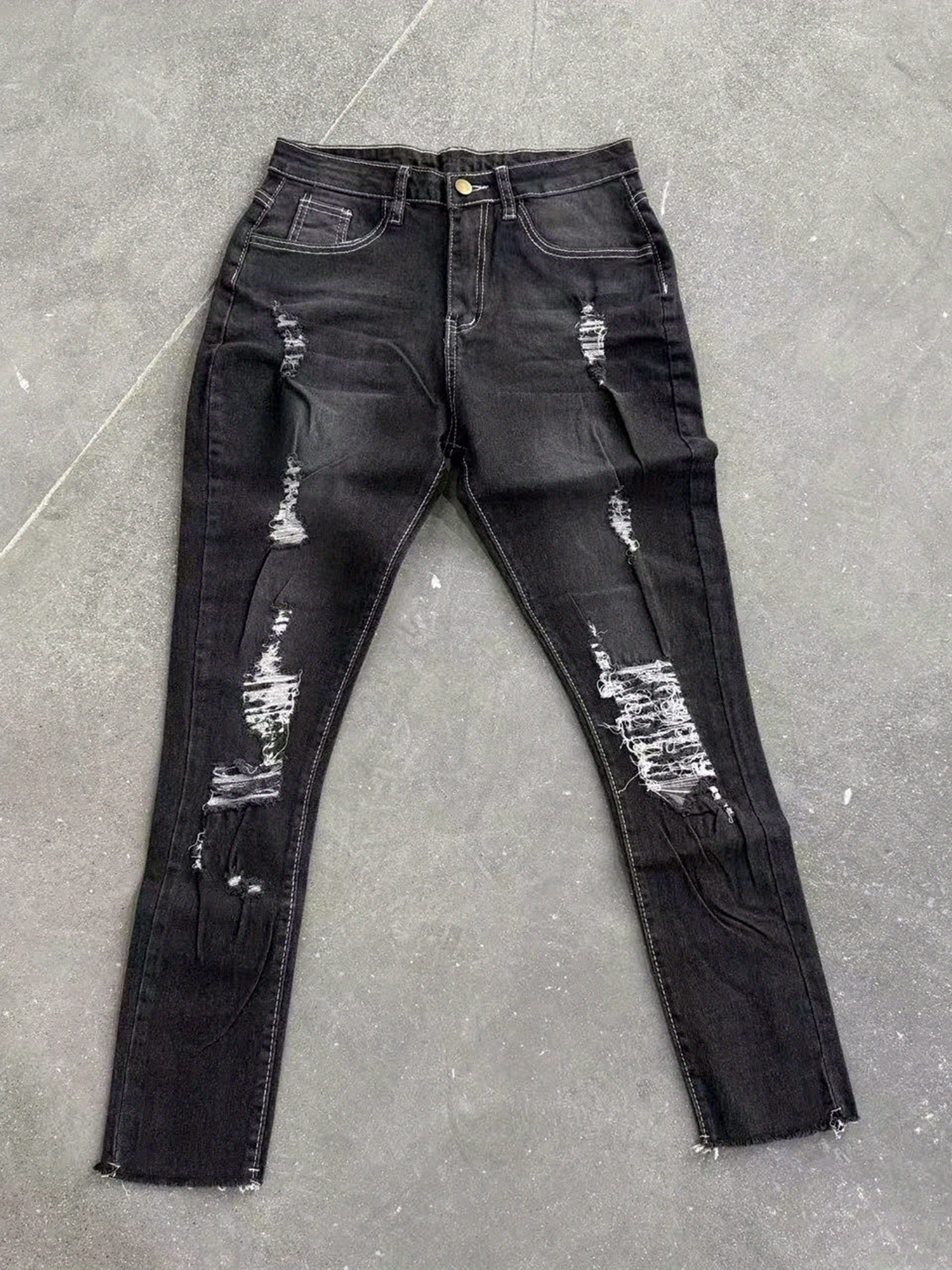 womens high waist ripped jeans stretch denim skinny pants Temu