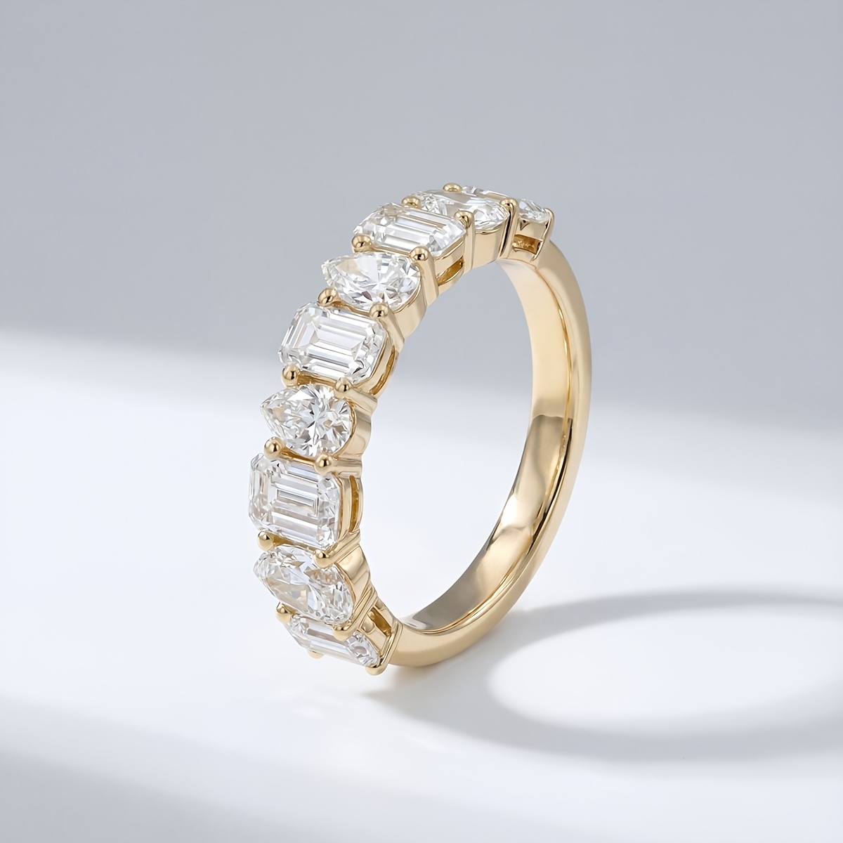 Sparkling Rectangular Pear-Shape Promise Wedding Ring