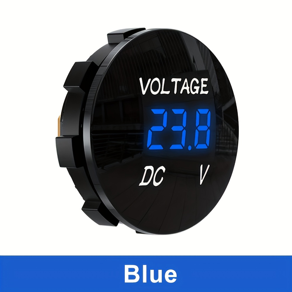 TEMU Compact Digital Voltmeter & Ammeter With Led Display - Real-time, Accurate Measurement For Cars & Motorcycles 12v-24v - Available In Blue, Red,