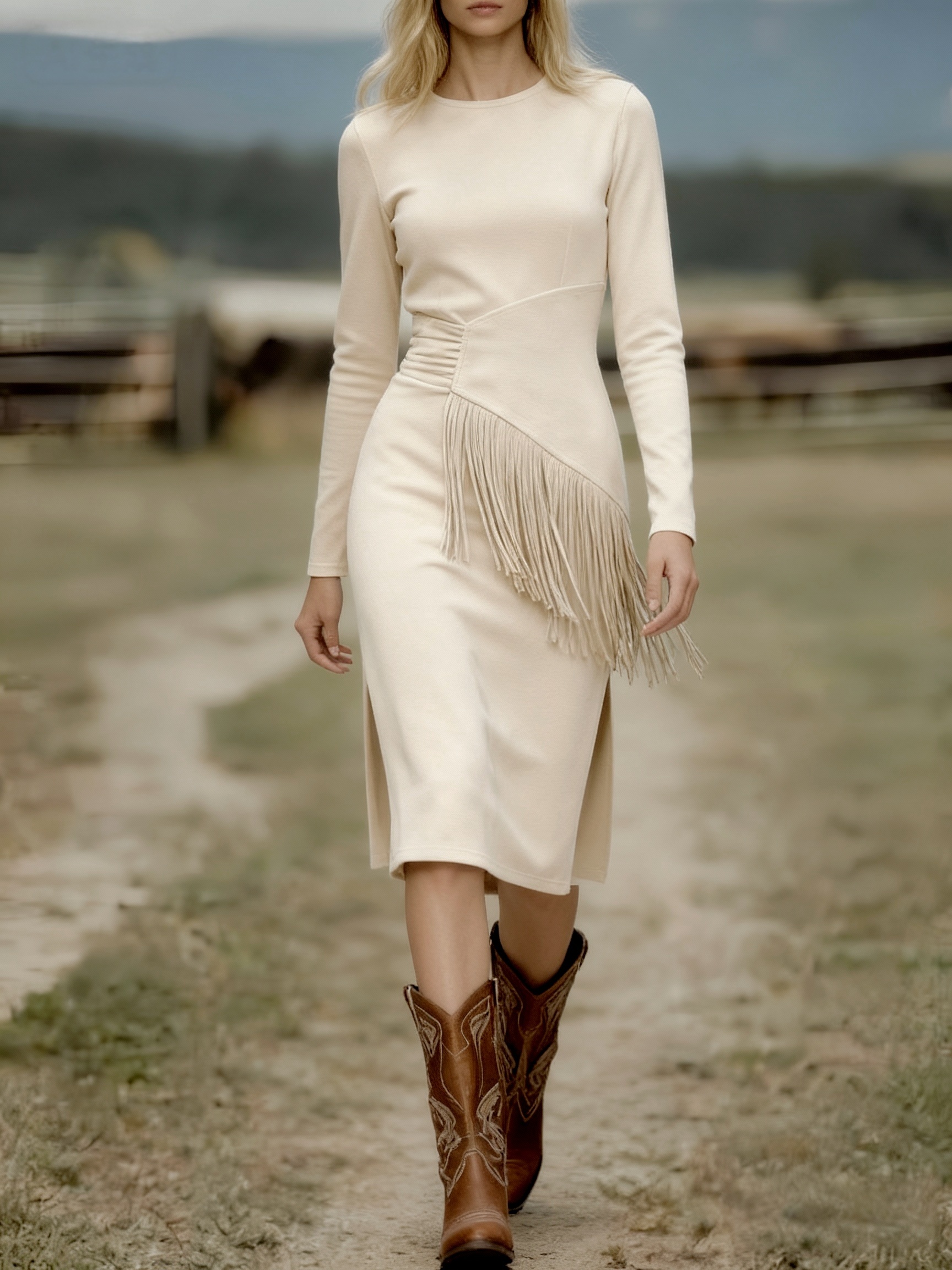 long sleeve wedding guest dresses fall PRETTYGARDEN Long Sleeve Dress for Women Fall Eyelet Mock Neck A Line