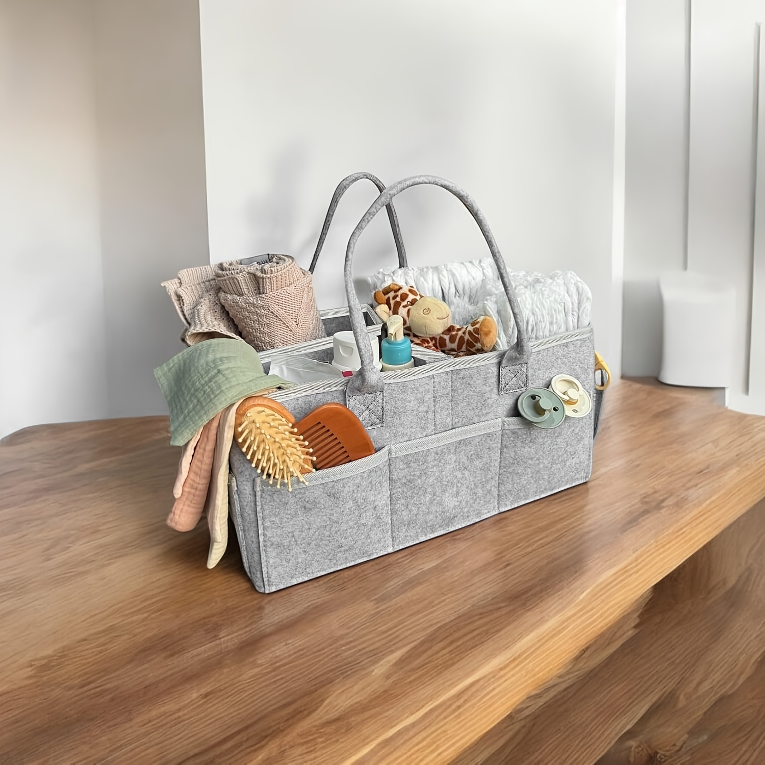 Felt Nursery Storage Bag with Compartments for Baby Essentials