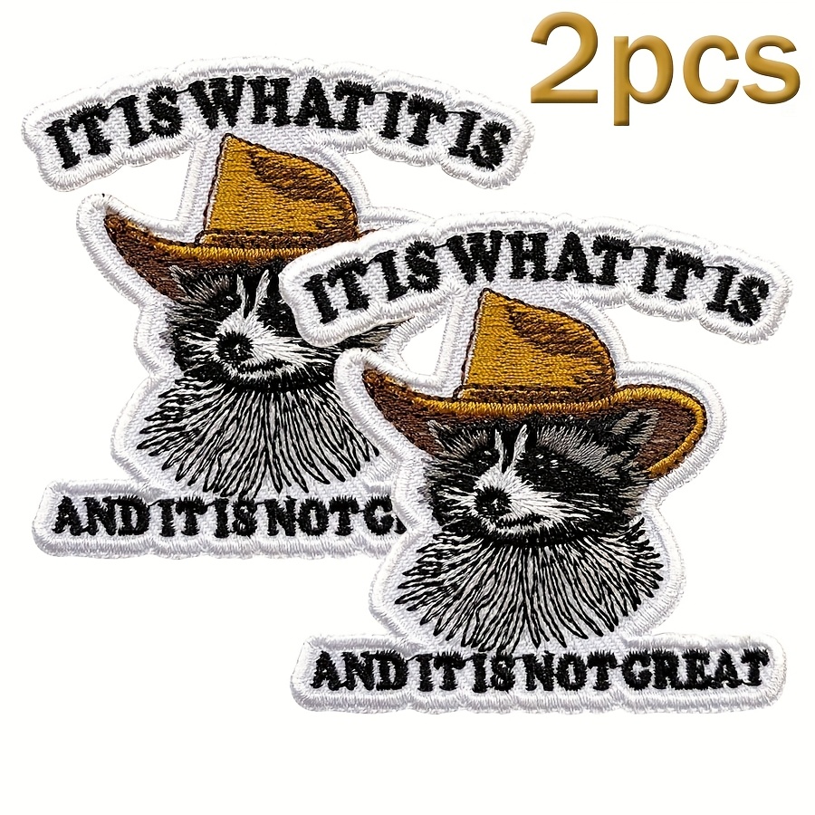 What 's No Great Embroidery Patches For Clothes Backpacks Hats Jeans Bags, Cowboy Raccoon Size 3" Iron On Patch Or Sew On Patch, Applique Embroidery Patches, Funny Gift-2pcs