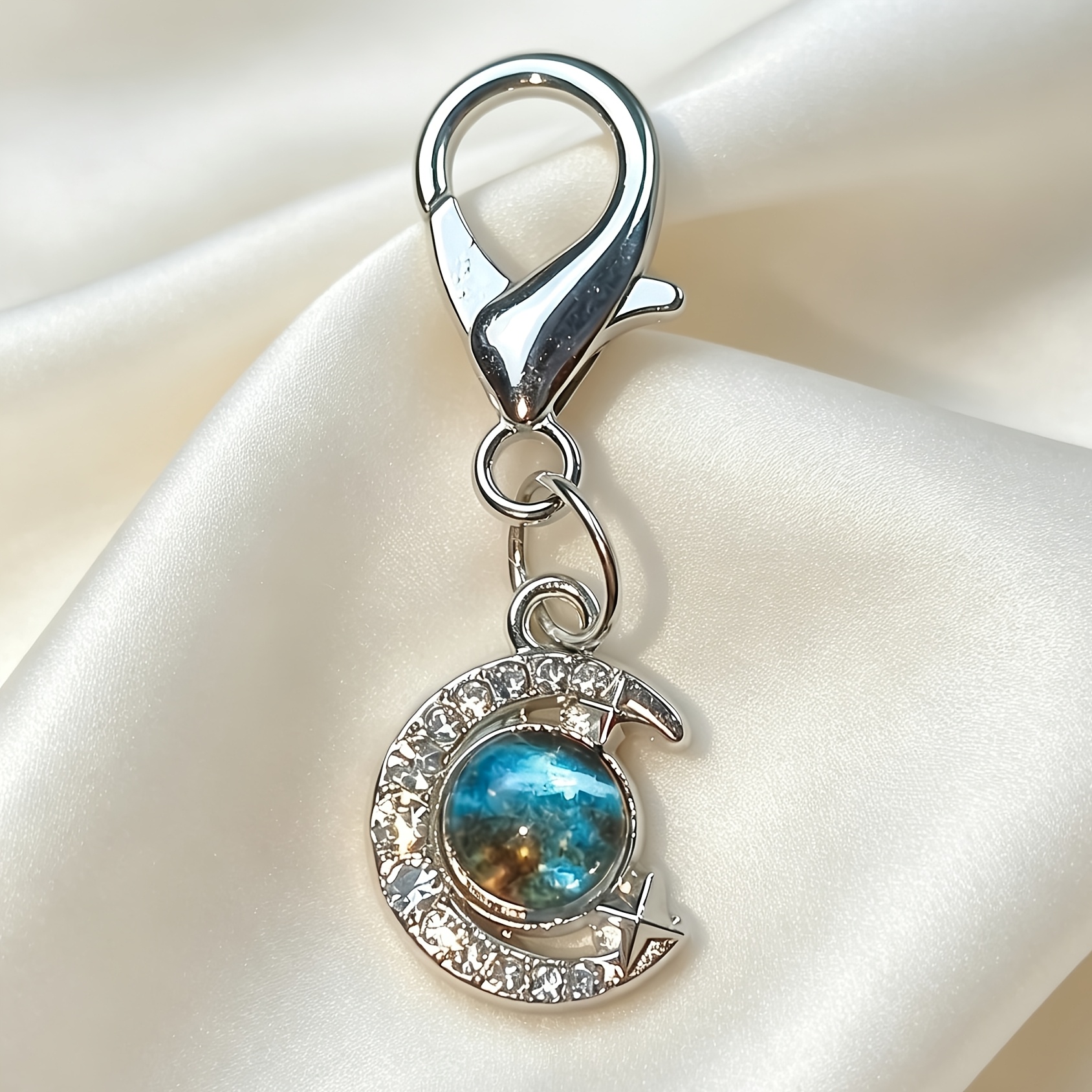 Celestial Sun and Moon Bag Charm, Sparkling Keychain