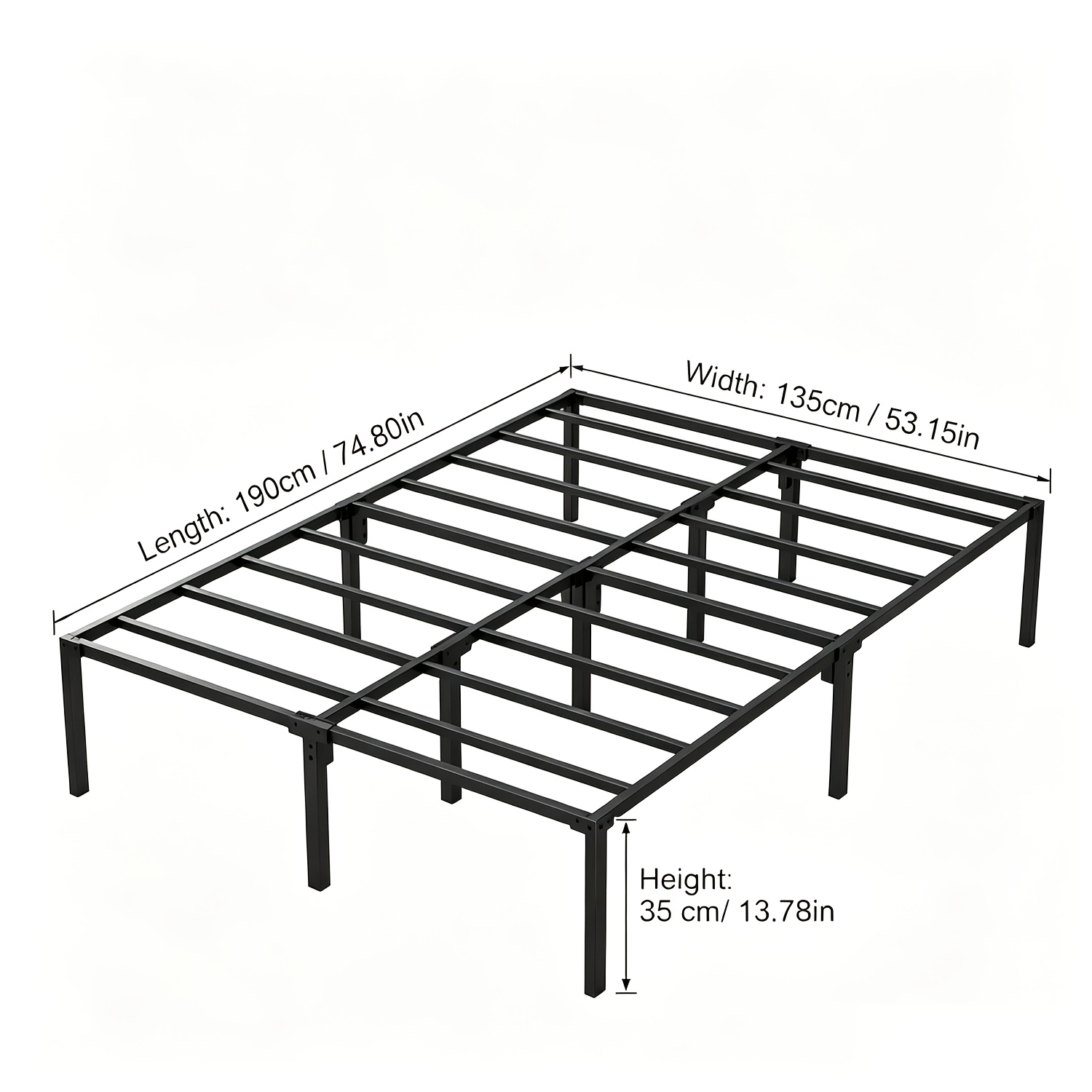 TEMU 14-inch-high, Sturdy Metal Bed Frame With Extra-large Under-bed Storage Space; In Multiple Sizes; Accommodates Storage Bins; Quick, Assembly;