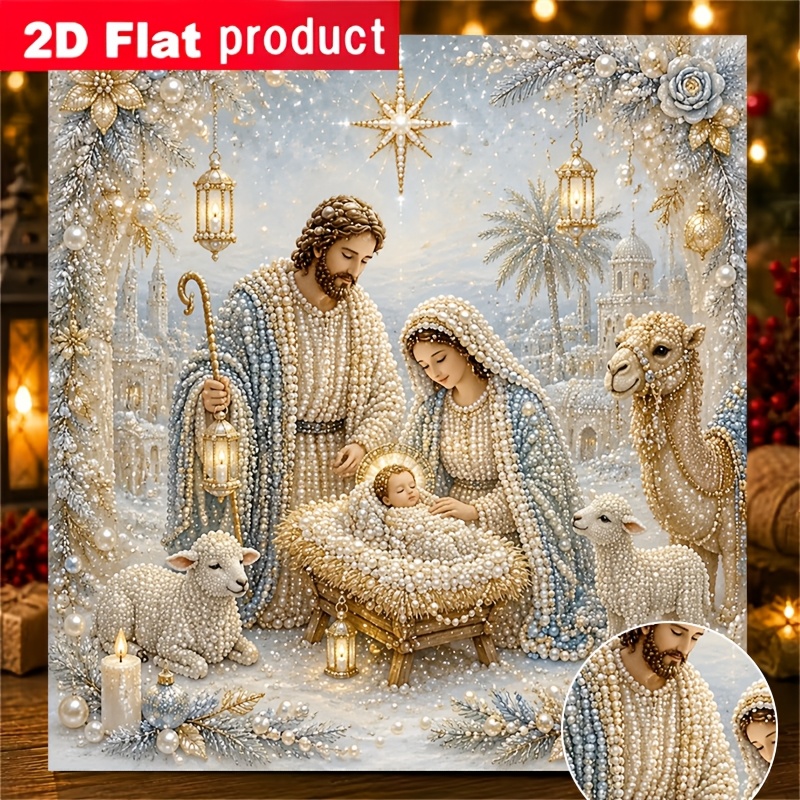 TEMU Nouveau Kit de Peinture Diamant Perle Colorée, Sainte Manger de la de Jésus, Convient aux Débutants, pour la Décoration Murale de ou du Bureau,