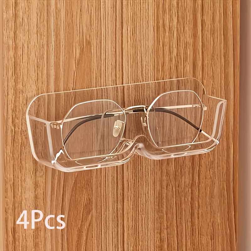 4pcs Set Of Transparent Plastic Eyeglass Storage Racks, Modern And Stylish Wall-mounted Eyeglass Holders, Suitable For Home Eyeglass/ Holders, Home Decor, Bathroom Organizers