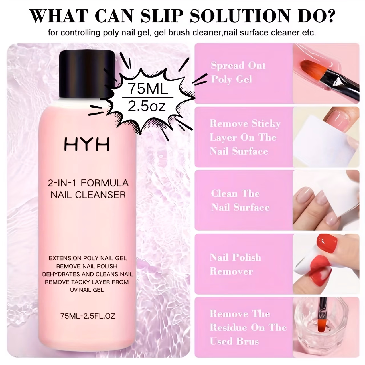 2 in 1 nail polish remover solution for acrylic and led gels anti stick formula to extend and Product details 2