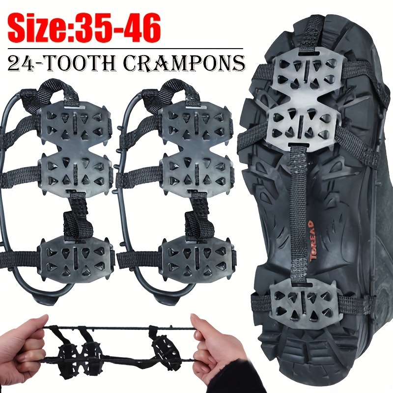 

Grips de Glace Antidérapants à 24 - Crampons en Fer Durables pour Randonnée, Escalade, Marche, Course & Chasse - Noir