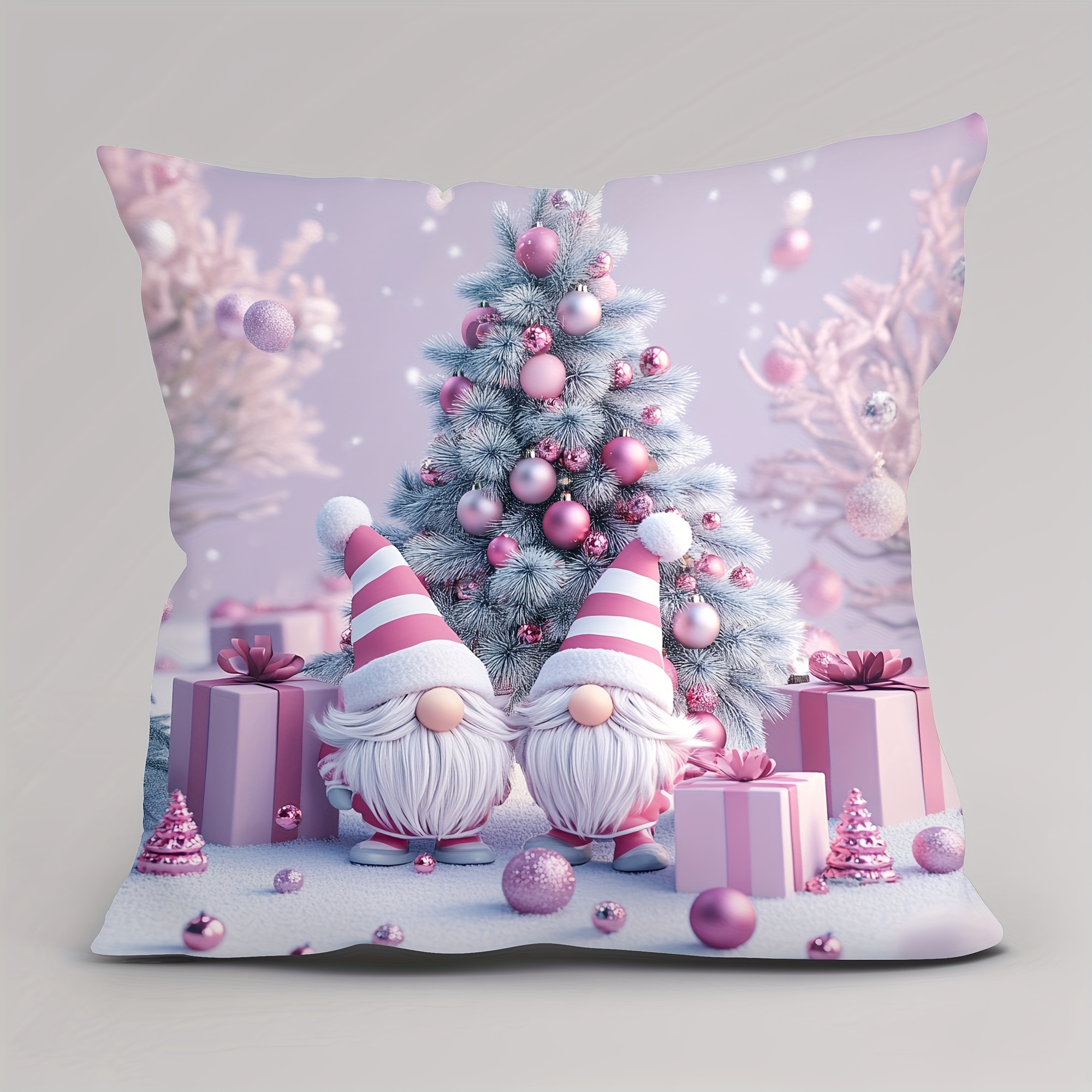 

Festive Christmas Gnomes Pillow Cover - 45cm/17.72inch - Soft Touch - Contemporary Style - Machine Washable - Zip Closure - Suitable For Living Room, Office, Home, And Car Decor