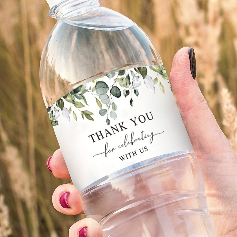 

Étiquettes de bouteille d'eau de feuille d'eucalyptus pour mariage/anniversaire Favors, étiquettes de bouteille en polyéthylène blanc ' de ' 12-pièce, convient aux bouteilles de 16,9 oz (500ml)