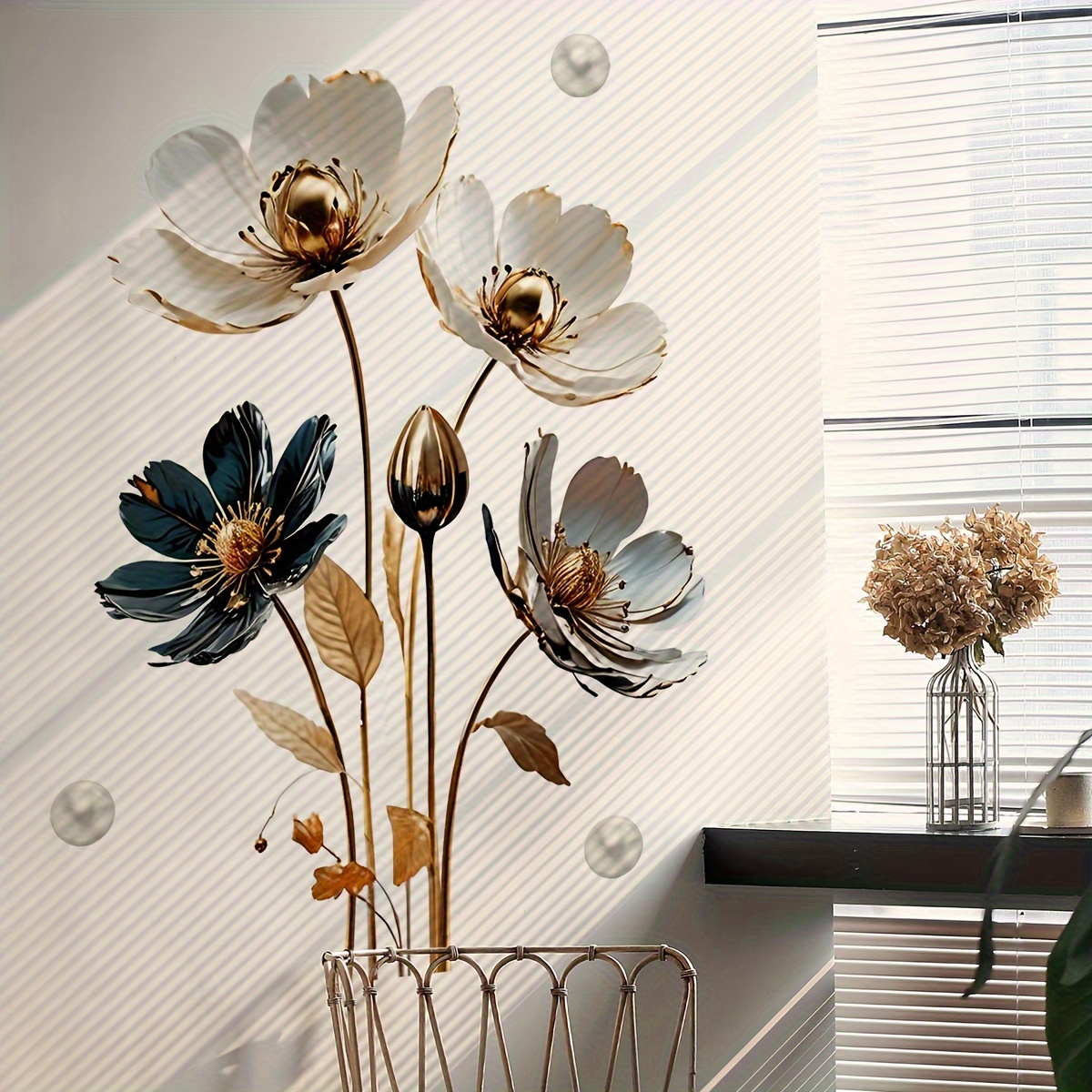 

New Flowers Wall Sticker Set: 30x90cm, Self-adhesive, Bathroom Accessories, Plastic Surface, One-time Use