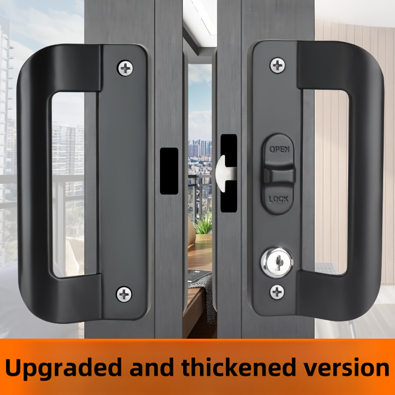 

1set Universal Metal Door Lock With Handle, Modern Style, Anti-theft , No Electricity Or Battery Required, For Sliding Doors, Windows, Aluminum Alloy Security Lock