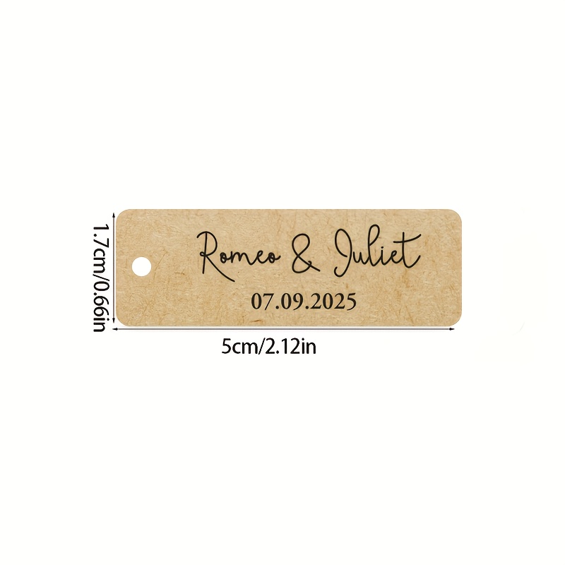 Image of 50pcs Custom Paper Wedding Favor Tags, Personalized Bride And Groom Name Gift Tags For Wedding, Birthday, Bridal Shower, Thank You Tags, Rectangle Tags