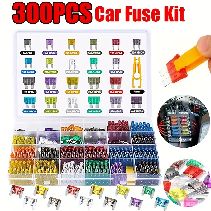 

60/300pcs Profile Small Size Blade Car Fuse Assortment Set For Auto Car Truck - 2.5/3/5/7.5/10/15/20/25/30/35a Fuse With Plastic Box