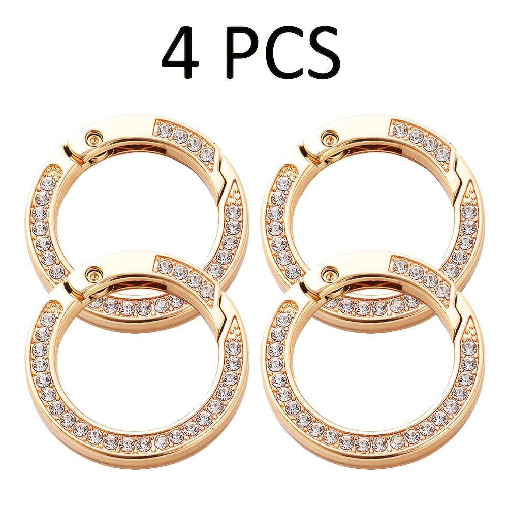 TEMU 4pcs Sparkling Rhinestone Keychains, Inlaid Rhinestone Keychains, Key Rings, Fashionable Women's Accessories, Perfect For Diy, Metal Keychains