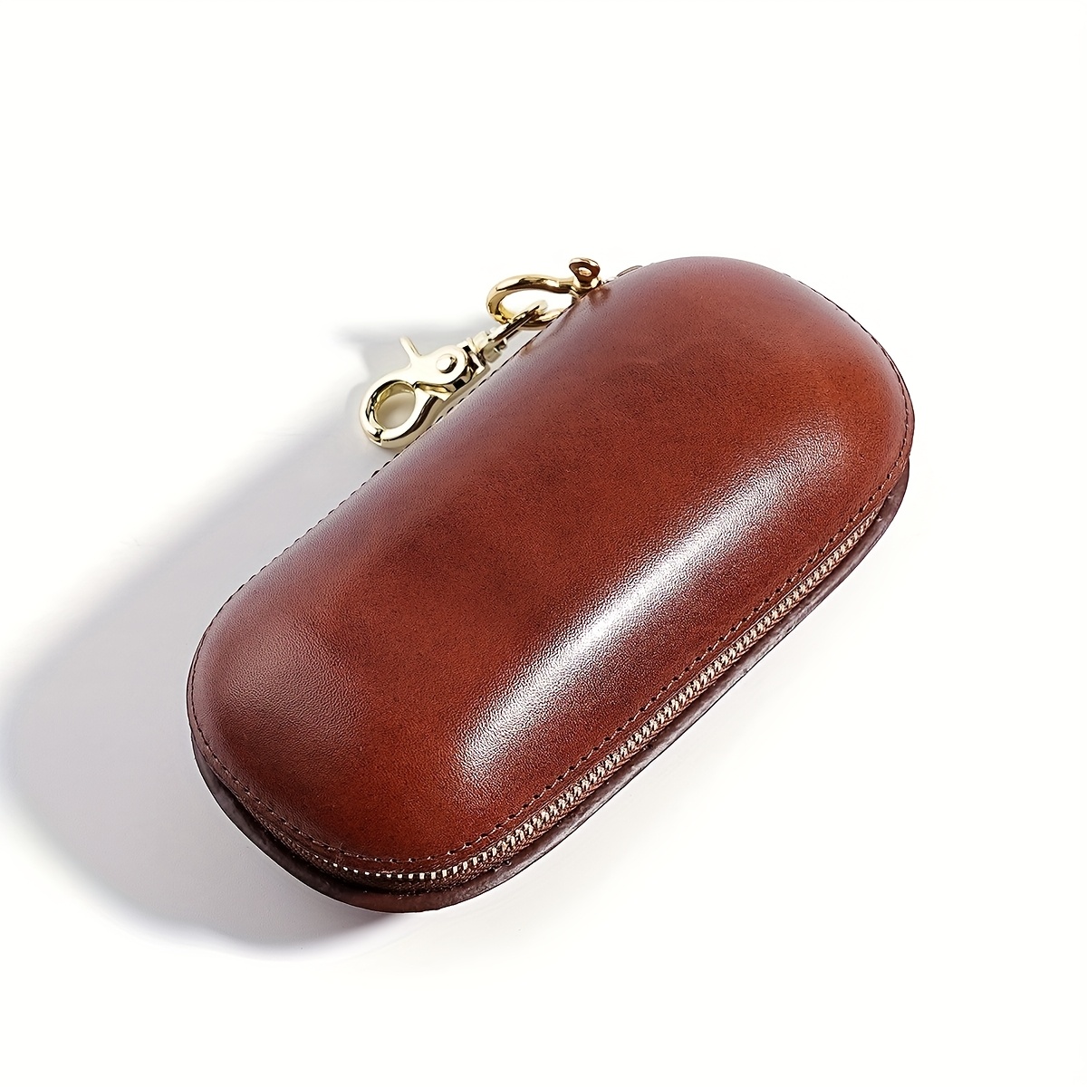 Handmade Vegetable-Tanned Leather Eyeglass Case, Retro Capsule Design