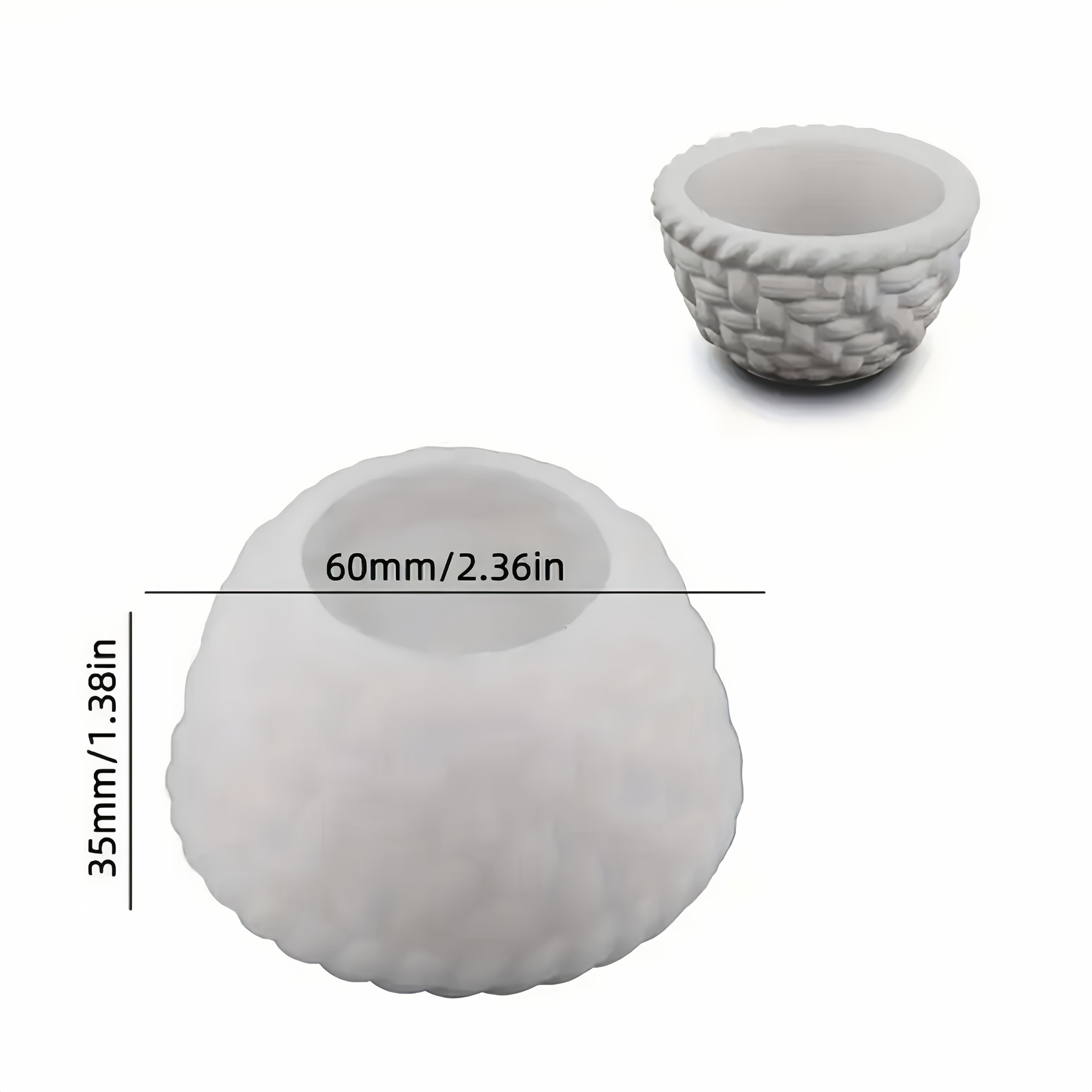 Round Woven Basket Candle Jar Silicone Mold Bamboo Basket Shape Flower Pot Storage Bowl Gypsum Concrete Mold Home Decoration