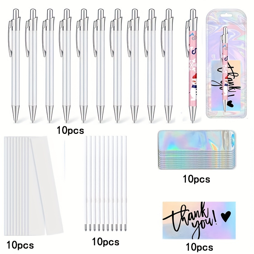 

40pcs, 40pcs Stylos de Sublimation Vierges avec Sacs d'Emballage Réutilisables, Cartes de Remerciement avec Stylos Rechargeables, Photos DIY à Envoyer à Amis et pour Cadeaux de Noël et Halloween