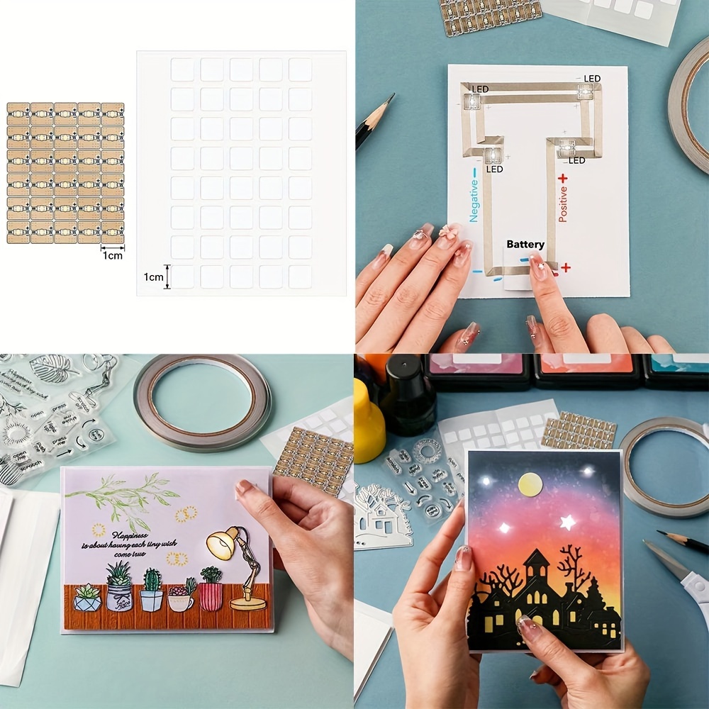 

Diy Scrapbooking Light-up Card Kit With White Led Circuit Stickers & Conductive Fabric Tape For Shaker Cards