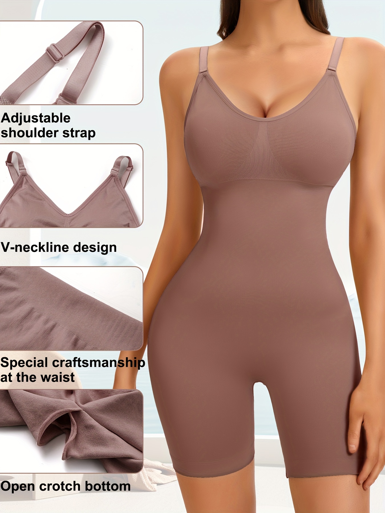 Strap Fitted Hip Lifting Seamless Shapewear - Brown / L in 2023
