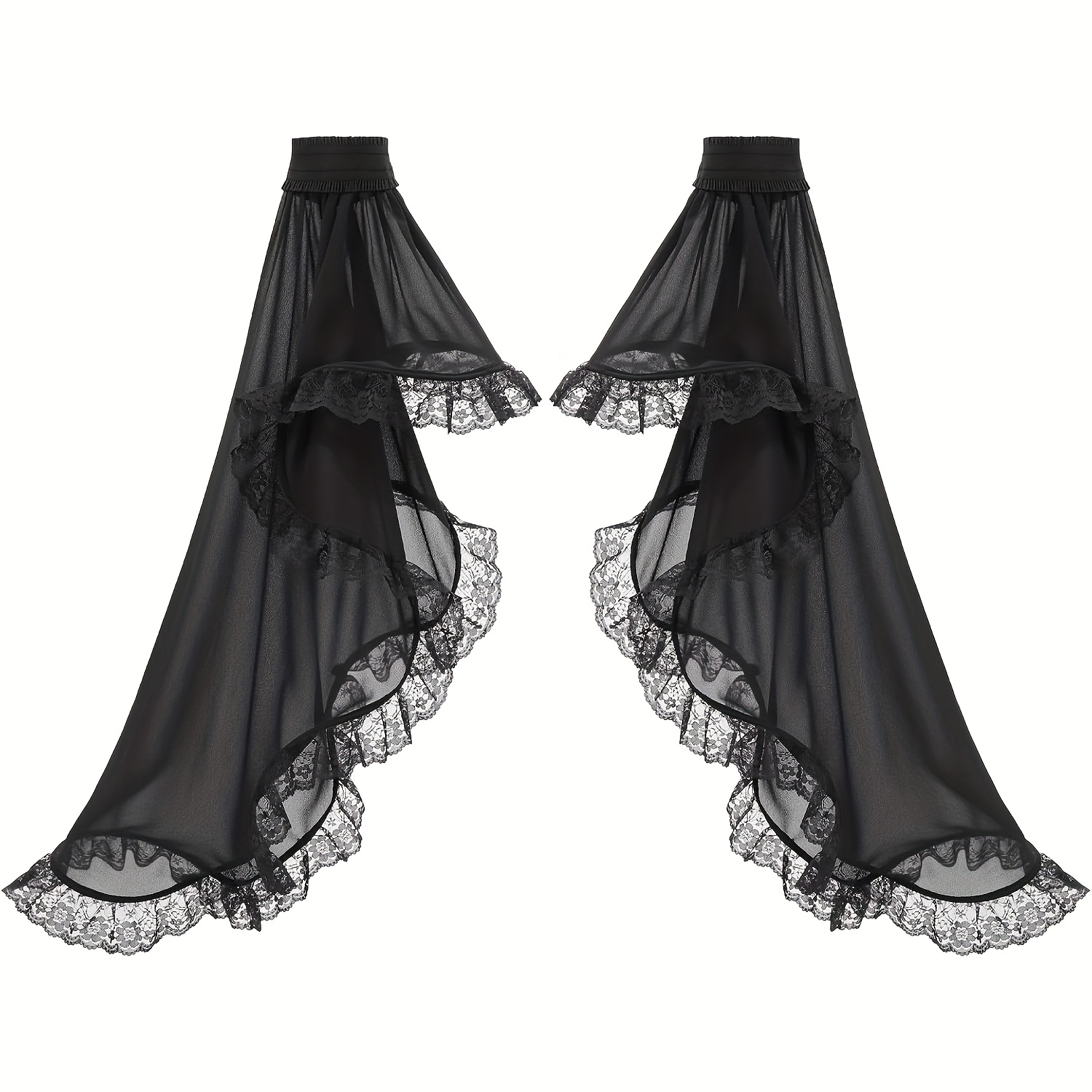 Image of Women's Halloween Cosplay Costume, Long Tulle Sleeves Gothic Chiffon Sleeves Cuffs Detachable Flared Sleeves Pageant Gloves For Wedding Party Witch Costume